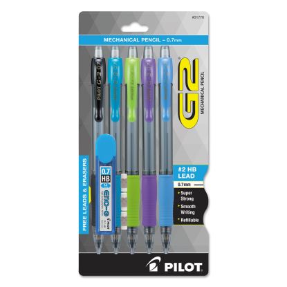 G2 Mechanical Pencil, 0.7 mm, HB (#2.5), Black Lead, Assorted Barrel Colors, 5/Pack1