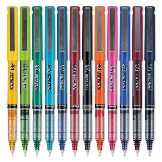 Precise V5 Roller Ball Pen, Stick, Fine 0.5 mm, Assorted Ink and Barrel Colors, Dozen1