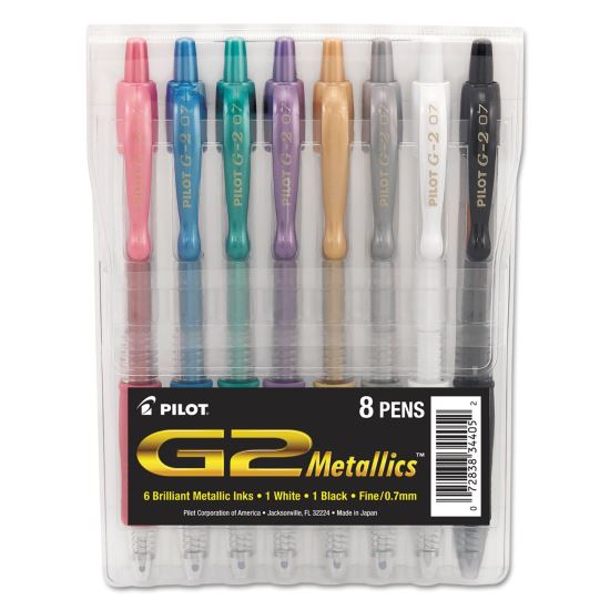 G2 Metallics Gel Pen, Retractable, Fine 0.7 mm, Assorted Ink and Barrel Colors, 8/Pack1