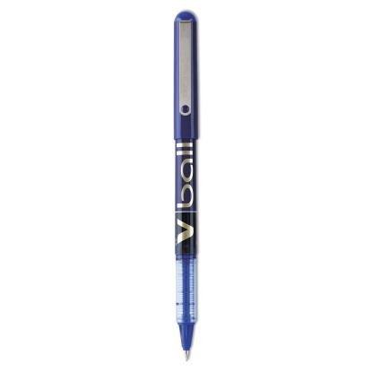 VBall Liquid Ink Roller Ball Pen, Stick, Fine 0.7 mm, Blue Ink, Blue Barrel, Dozen1