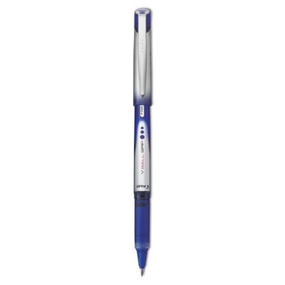 VBall Grip Liquid Ink Roller Ball Pen, Stick, Fine 0.7 mm, Blue Ink, Blue/Silver Barrel, Dozen1