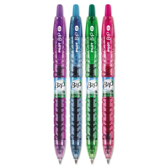 B2P Bottle-2-Pen Recycled Gel Pen, Retractable, Fine 0.7 mm, Assorted Ink and Barrel Colors, 4/Pack1