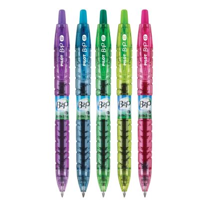 B2P Bottle-2-Pen Recycled Gel Pen, Retractable, Fine 0.7 mm, Assorted Ink and Barrel Colors, 5/Pack1