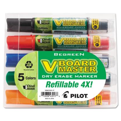 BeGreen V Board Master Dry Erase Marker, Medium Chisel Tip, Assorted Colors, 5/Pack1