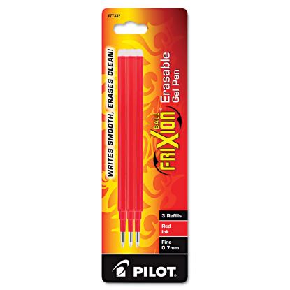 Refill for Pilot FriXion Erasable, FriXion Ball, FriXion Clicker and FriXion LX Gel Ink Pens, Fine Tip, Red Ink, 3/Pack1