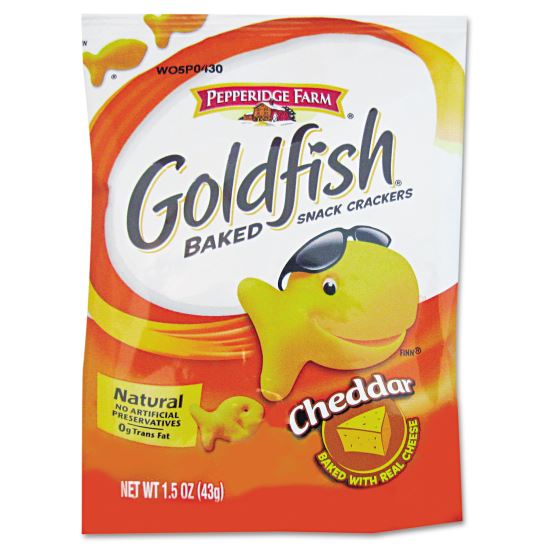 Goldfish Crackers, Cheddar, Single-Serve Snack, 1.5oz Bag, 72/Carton1