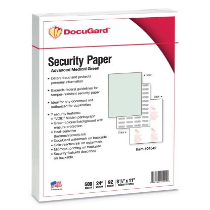 Medical Security Papers, 24lb, 8.5 x 11, Green, 500/Ream1