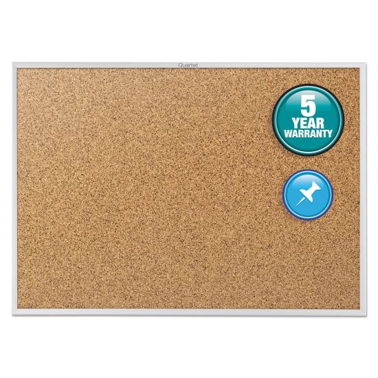 Classic Series Cork Bulletin Board, 48 x 36, Silver Aluminum Frame1