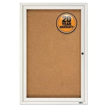 Enclosed Bulletin Board, Natural Cork/Fiberboard, 24 x 36, Silver Aluminum Frame1