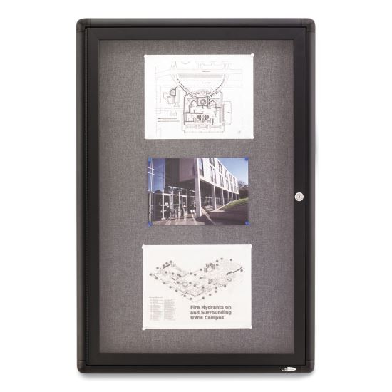 Enclosed Fabric-Cork Board, 24 x 36, Gray Surface, Graphite Aluminum Frame1