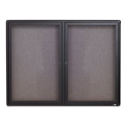 Enclosed Fabric-Cork Board, 48 x 36, Gray Surface, Graphite Aluminum Frame1