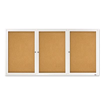 Enclosed Bulletin Board, Natural Cork/Fiberboard, 72 x 36, Silver Aluminum Frame1