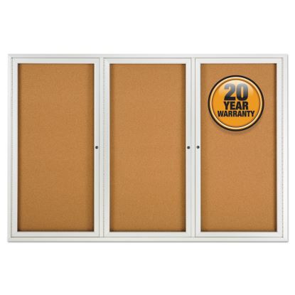 Enclosed Bulletin Board, Natural Cork/Fiberboard, 72 x 48, Silver Aluminum Frame1