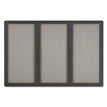 Enclosed Fabric-Cork Board, 72 x 48, Gray Surface, Graphite Aluminum Frame1