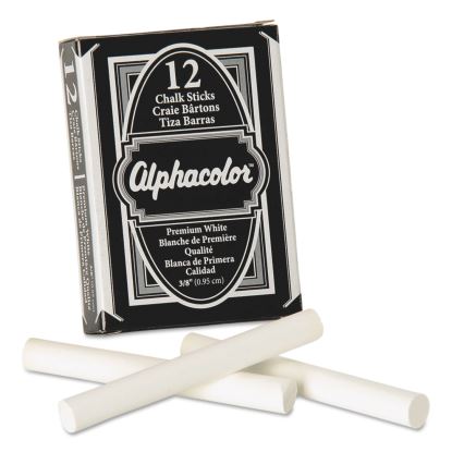 Alphacolor White Chalk, Low-Dust, 12 Sticks/Pack1
