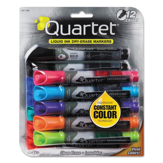 EnduraGlide Dry Erase Marker, Broad Chisel Tip, Nine Assorted Colors, 12/Set1