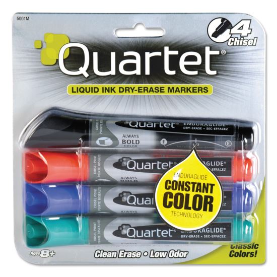 EnduraGlide Dry Erase Marker, Broad Chisel Tip, Assorted Colors, 4/Set1
