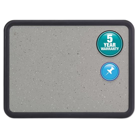 Contour Granite Gray Tack Board, 36 x 24, Black Frame1