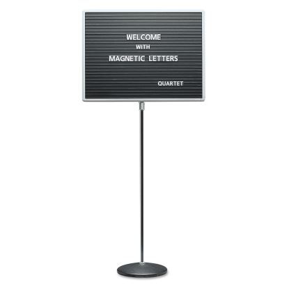 Adjustable Single-Pedestal Magnetic Letter Board, 24 x 18, Black, Gray Frame1
