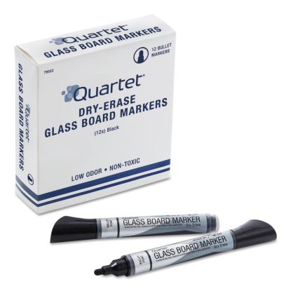 Premium Glass Board Dry Erase Marker, Broad Bullet Tip, Black, Dozen1