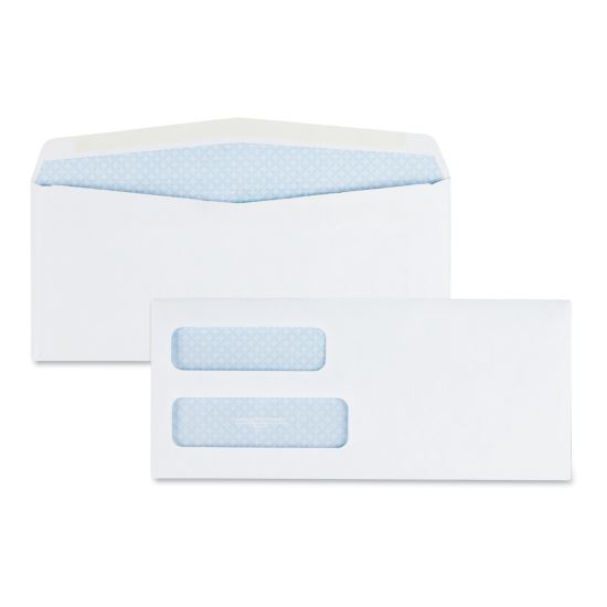 Double Window Security-Tinted Check Envelope, #10, Commercial Flap, Gummed Closure, 4.13 x 9.5, White, 500/Box1