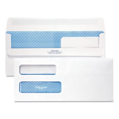Double Window Redi-Seal Security-Tinted Envelope, #10, Commercial Flap, Redi-Seal Closure, 4.13 x 9.5, White, 500/Box1