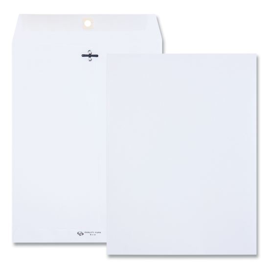 Clasp Envelope, 28 lb Bond Weight Paper, #90, Square Flap, Clasp/Gummed Closure, 9 x 12, White, 100/Box1