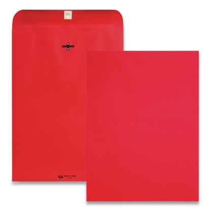 Clasp Envelope, 28 lb Bond Weight Paper, #90, Square Flap, Clasp/Gummed Closure, 9 x 12, Red, 10/Pack1
