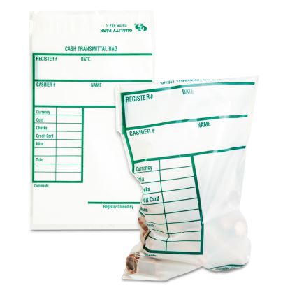 Cash Transmittal Bags, Printed Info Block, 6 x 9, Clear, 100/Pack1