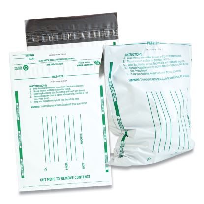 Poly Night Deposit Bags with Tear-Off Receipt, 8.5 x 10.5, White, 100/Pack1