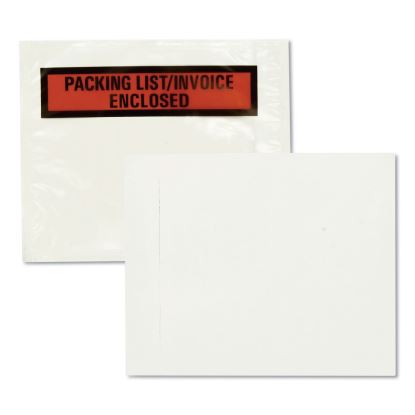 Self-Adhesive Packing List Envelope, Top-Print Front: Packing List/Invoice Enclosed, 4.5 x 5.5, Clear/Orange, 100/Box1