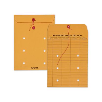 Brown Kraft String/Button Interoffice Envelope, #90, One-Sided Five-Column Format, 31-Entries, 9 x 12, Brown Kraft, 100/CT1