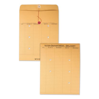 Recycled Kraft String/Button Interoffice Envelope, #97, Two-Sided Five-Column Format, 52-Entries, 10 x 13, Brown Kraft,100/CT1