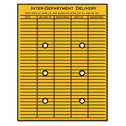 Brown Kraft String/Button Interoffice Envelope, #97, Two-Sided Five-Column Format, 52-Entries, 10 x 13, Brown Kraft, 100/CT1