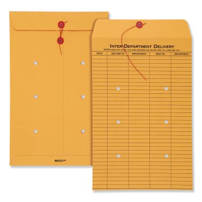 Brown Kraft String/Button Interoffice Envelope, #98, One-Sided Five-Column Format, 31-Entries, 10 x 15, Brown Kraft, 100/CT1
