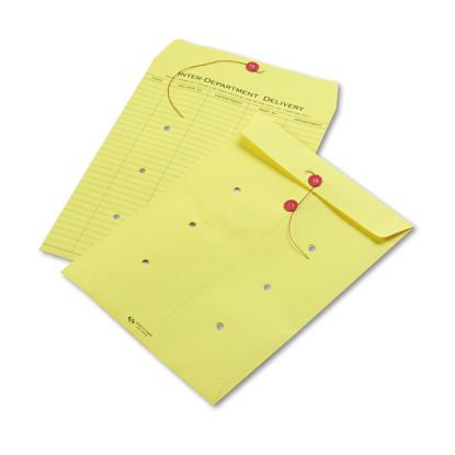 Colored Paper String and Button Interoffice Envelope, #97, One-Sided Five-Column Format, 10 x 13, Yellow, 100/Box1