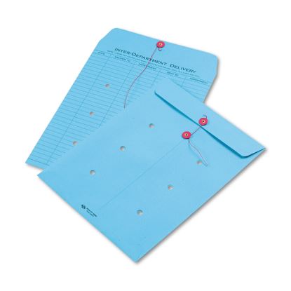Colored Paper String and Button Interoffice Envelope, #97, One-Sided Five-Column Format, 10 x 13, Blue, 100/Box1