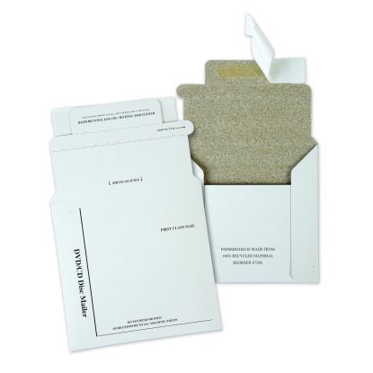 Disk/CD Foam-Lined Mailers for CDs/DVDs, Square Flap, Redi-Strip Adhesive Closure, 5.13 x 5, White, 25/Box1