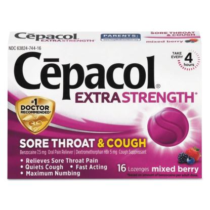 Sore Throat and Cough Lozenges, Mixed Berry, 16/Pack, 24 Packs/Carton1