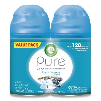Freshmatic Ultra Spray Refill, Fresh Waters, 5.89 oz Aerosol Spray, 2/Pack 3 Packs/Carton1