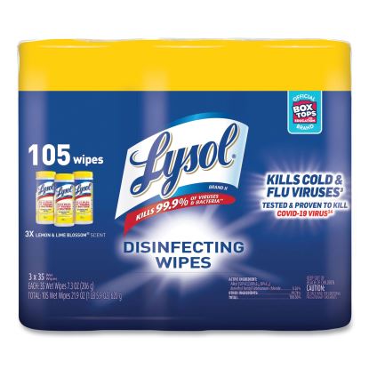 Disinfecting Wipes, 7 x 7.25, Lemon and Lime Blossom, 35 Wipes/Canister, 3 Canisters/Pack, 4 Packs/Carton1