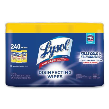 Disinfecting Wipes, 7 x 7.25, Lemon and Lime Blossom, 80 Wipes/Canister, 3 Canisters/Pack, 2 Packs/Carton1