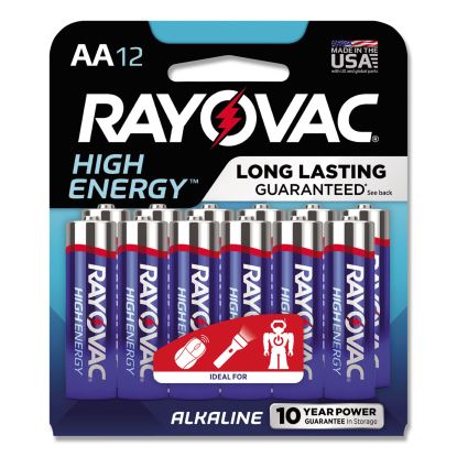 High Energy Premium Alkaline AA Batteries, 12/Pack1