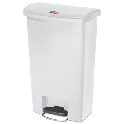 Slim Jim Resin Step-On Container, Front Step Style, 13 gal, White1