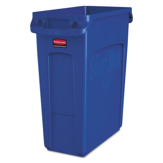 Slim Jim W/Handles, Rectangular, Plastic, 15.9 gal, Blue1