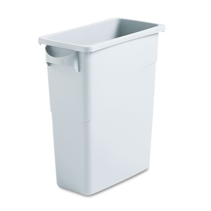 Slim Jim Waste Container with Handles, Rectangular, Plastic, 15.9 gal, Light Gray1