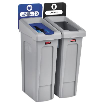 Slim Jim Recycling Station Kit, 46 gal, 2-Stream Landfill/Mixed Recycling1