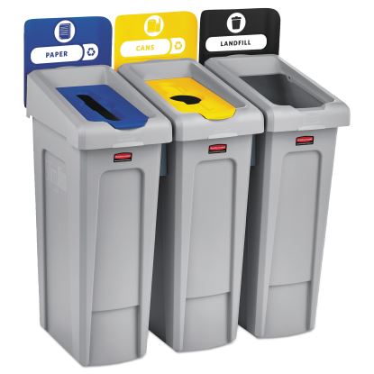 Slim Jim Recycling Station Kit, 69 gal, 3-Stream Landfill/Paper/Bottles/Cans1
