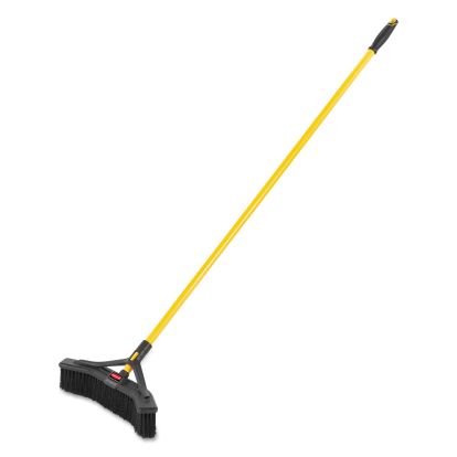 Maximizer Push-to-Center Broom, Poly Bristles, 18 x 58.13, Steel Handle, Yellow/Black1
