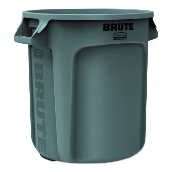 Round Brute Container, Plastic, 10 gal, Gray1